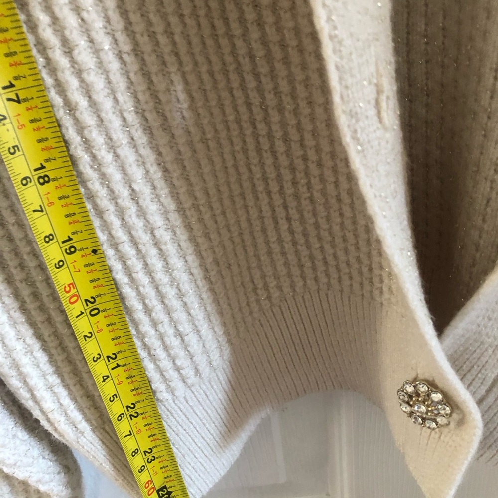 FISHERMEN Ivory chunky slouchy waffle Ribbed Knit Cardigan - Picture 9 of 16